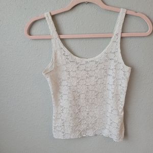 Hollister Sleeveless Lace Crop Top White size XS